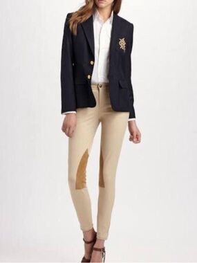 Ralph Lauren Ivory Equestrian Riding Pants Suede Patches size 2